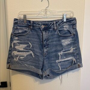 American Eagle Outfitters Blue Distressed Jean Shorts
